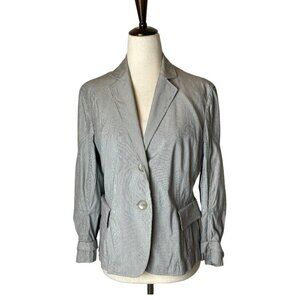 Akris Punto Black And White Striped Cotton Blend Buckle Cuff Blazer Size‎ 8